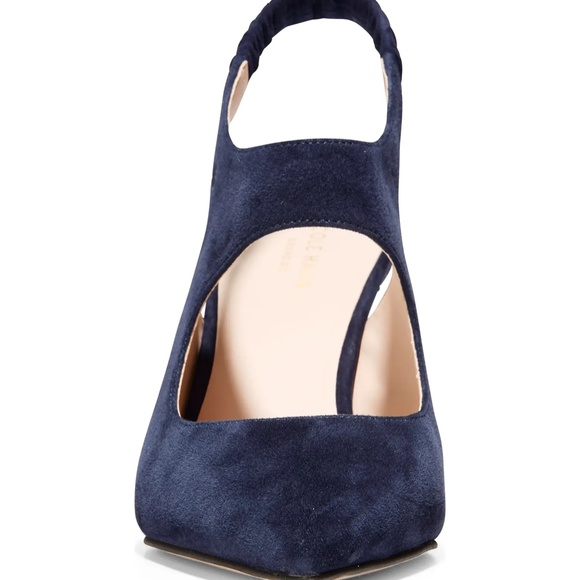 Cole Haan Liesel Navy Blue Suede Mules Heels Pumps - Picture 5 of 11